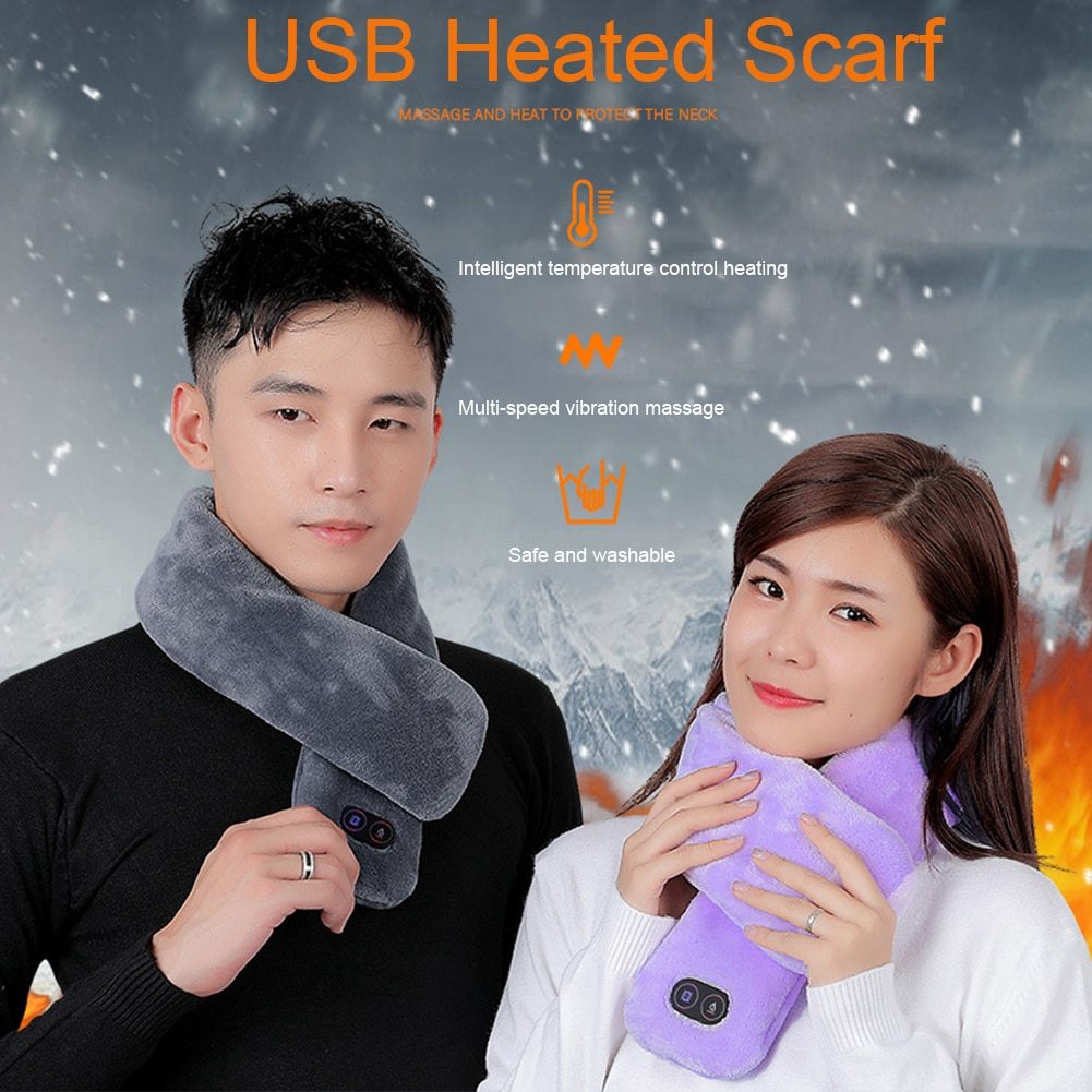 ErgoWellness™ USB Heated Cervical Neck Wrap Scarf for Pain Relief